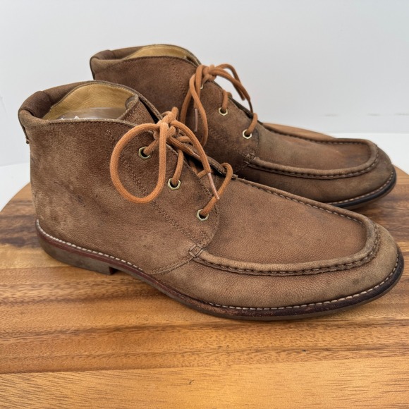 UGG Mens Suede Leather Moc Toe Chukka Ankle Boots 9.5 Casual Lace Up Brown - Picture 2 of 16